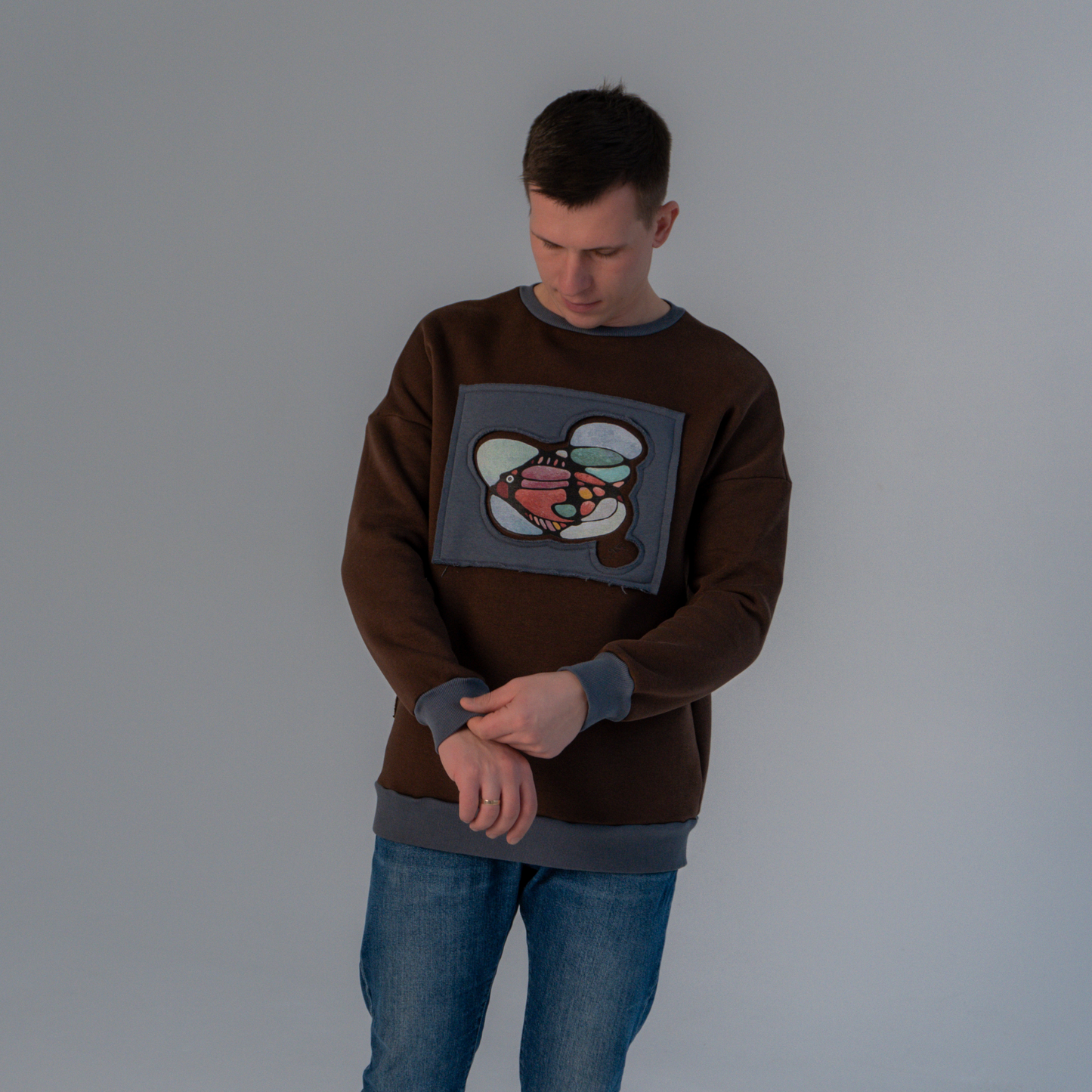 Dark Brown Unisex Sweaters "Fish"